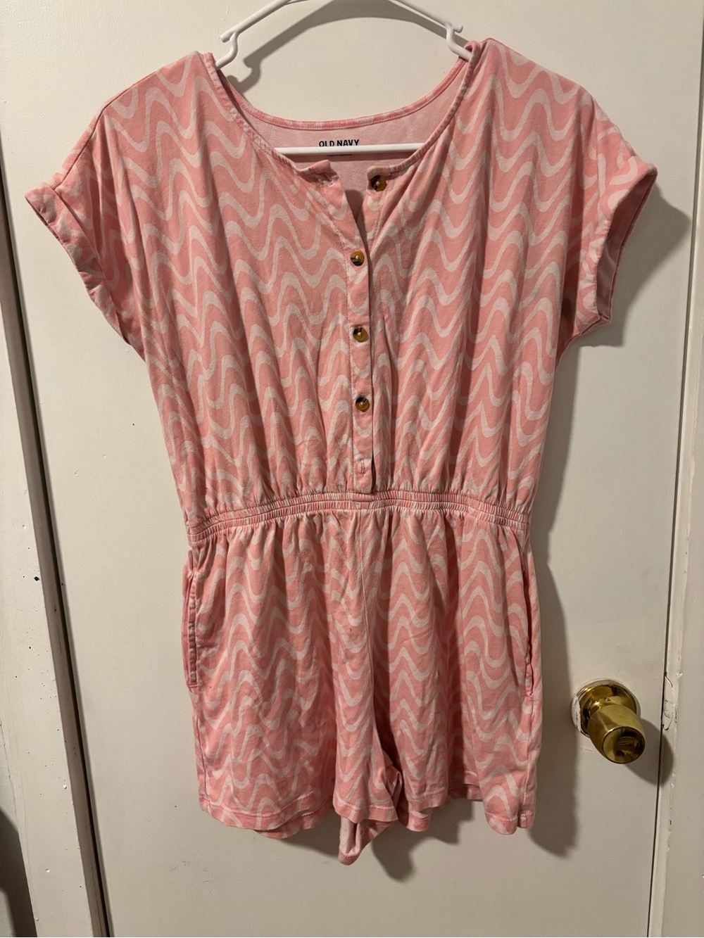 Old Navy Pink Swirl Short Sleeve Romper